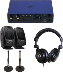 Usb audio interface Focusrite SCARLETT 2i2 G4 AE Blue + Enceintes D3V + Casque + Pieds