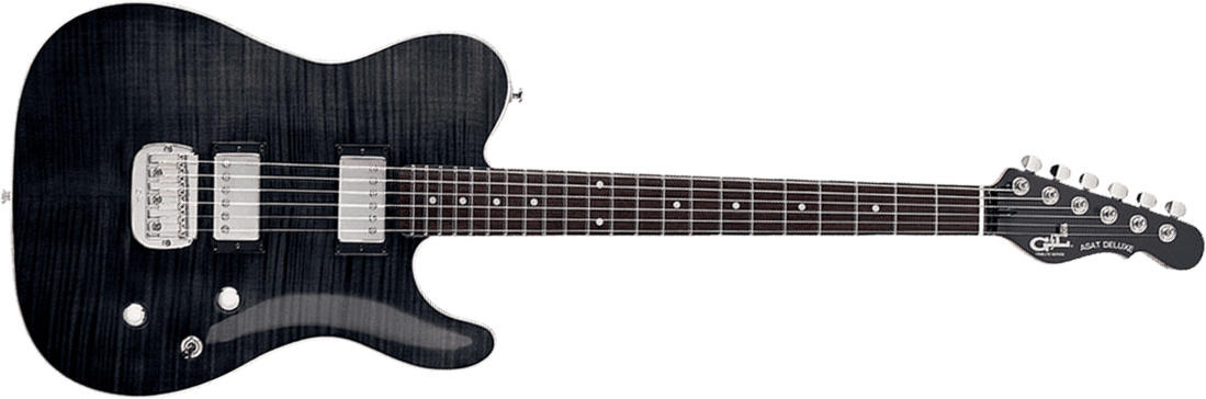 G&l Asat Deluxe Carved Top Tribute 2h Ht Bc - Trans Black - Tel shape electric guitar - Main picture