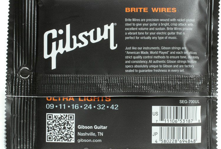 Gibson Jeu De 6 Cordes Electric (6) Brite Wires Seg-700ul 9.42 - Electric guitar strings - Variation 1