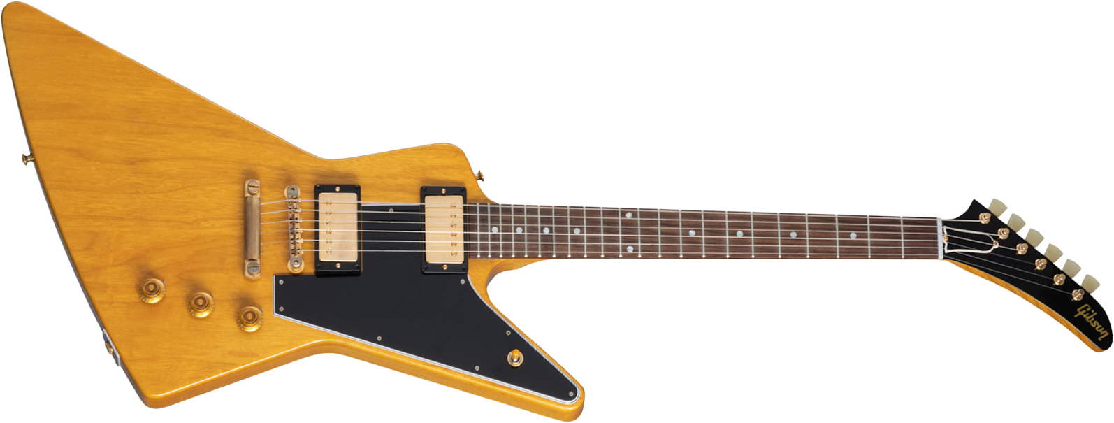 Gibson Custom Shop 1958 Korina Explorer Reissue Black Pickguard 2h Ht Eb - Vos Natural - Metal electric guitar - Main picture