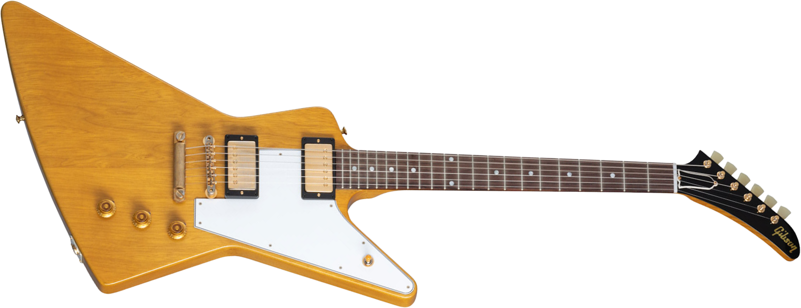 Gibson Custom Shop 1958 Korina Explorer Reissue White Pickguard 2h Ht Eb - Vos Natural - Retro rock electric guitar - Main picture