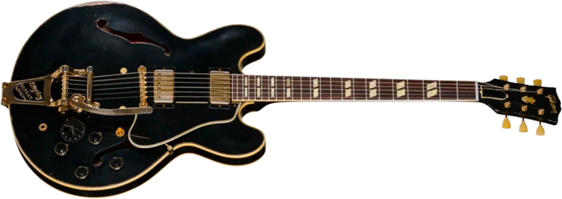 Gibson Custom Shop Es345 Reissue 1959 Bigsby 2h Trem Eb - Murphy Lab Heavy Aged Ebony - Semi-hollow electric guitar - Main picture