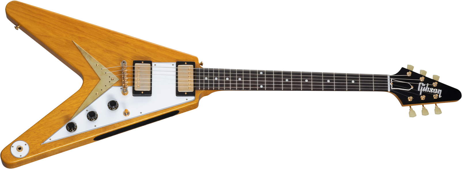 Gibson Custom Shop Flying V 1958 Korina White Pickguard 2h Ht Rw - Vos Natural - Retro rock electric guitar - Main picture