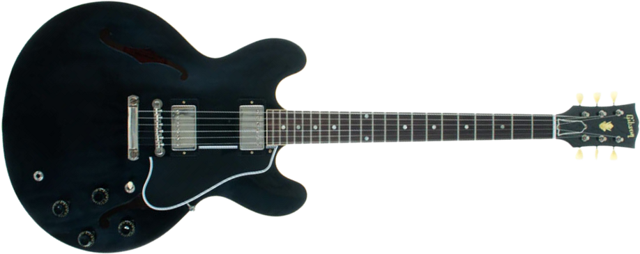 Gibson Custom Shop Historic Es-335 1959 Reissue 2h Ht Rw - Vos Ebony - Semi-hollow electric guitar - Main picture