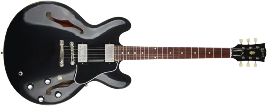 Gibson Custom Shop Historic Es-335 1961 Reissue 2h Ht Rw - Vos Ebony - Semi-hollow electric guitar - Main picture