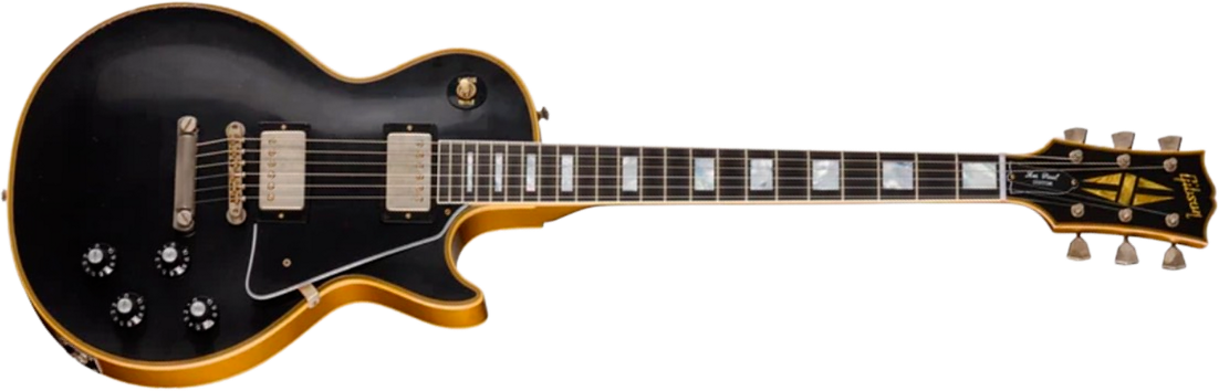 Gibson Custom Shop Les Paul Custom 1968 Le Ltd 2h Ht Eb - Vos Ebony Top / Antique Gold Back - Single cut electric guitar - Main picture