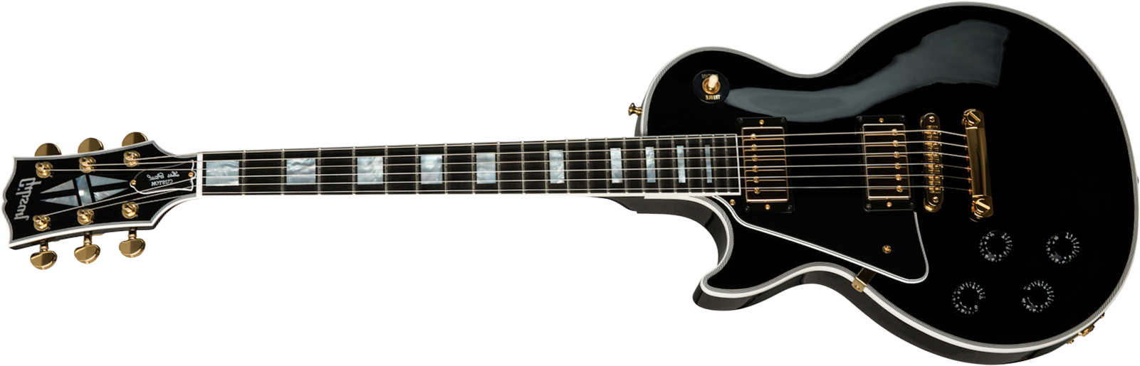 Gibson Custom Shop Les Paul Custom 2019 Lh Gaucher Hh Ht Eb - Ebony - Left-handed electric guitar - Main picture