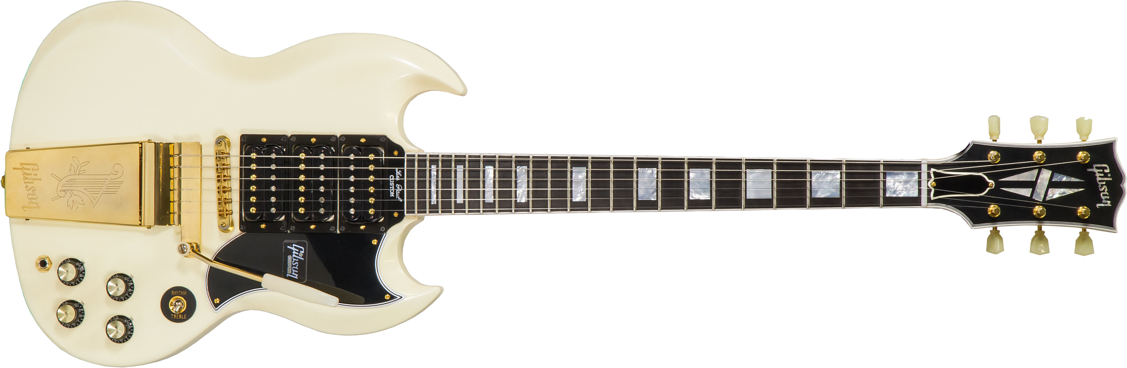 Gibson Custom Shop Les Paul Sg Custom 1963 Reissue 2019 Maestro Vibrola 3h Trem Eb - Vos Classic White - Double cut electric guitar - Main picture