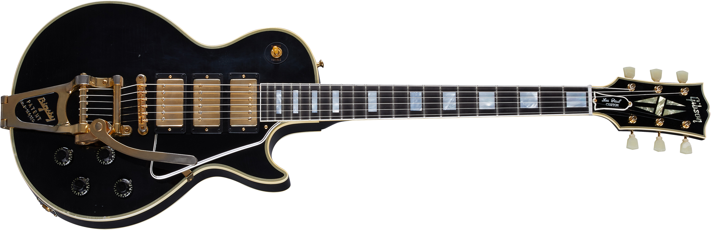 Gibson Custom Shop Murphy Lab Les Paul Custom 1957 3pu Bigsby Reissue 3h Trem Eb - Light Aged Ebony - Single cut electric guitar - Main picture