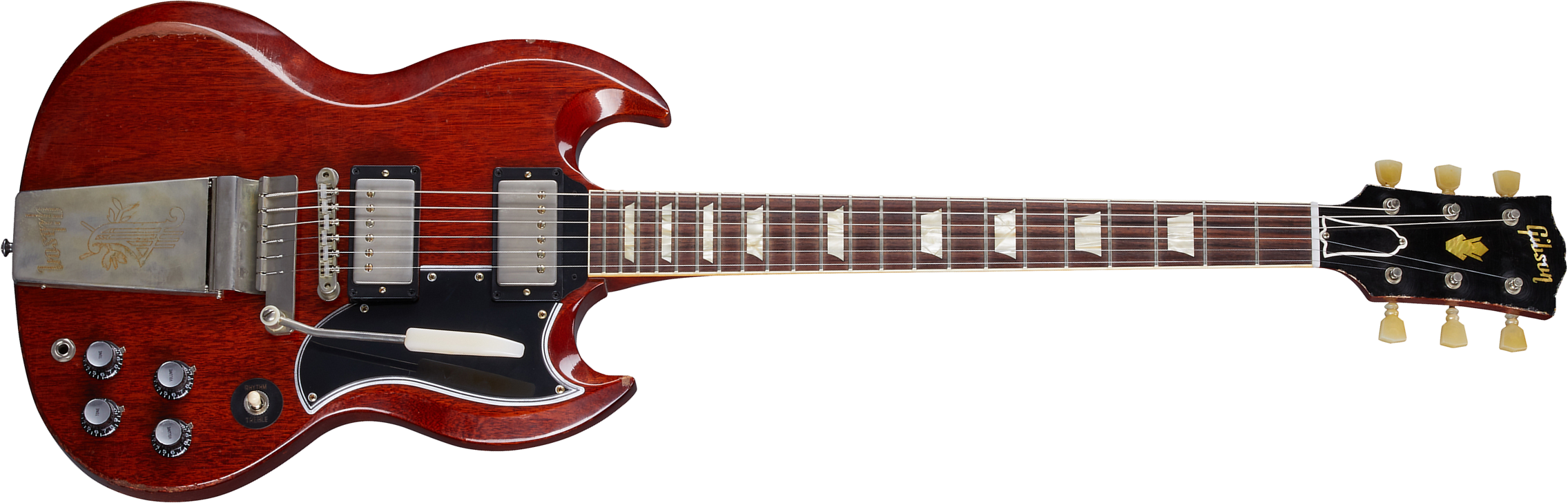 Gibson Custom Shop Murphy Lab Sg Standard 1964 Maestro Reissue Trem 2h Trem Rw - Heavy Aged Faded Cherry - Double cut electric guitar - Main picture