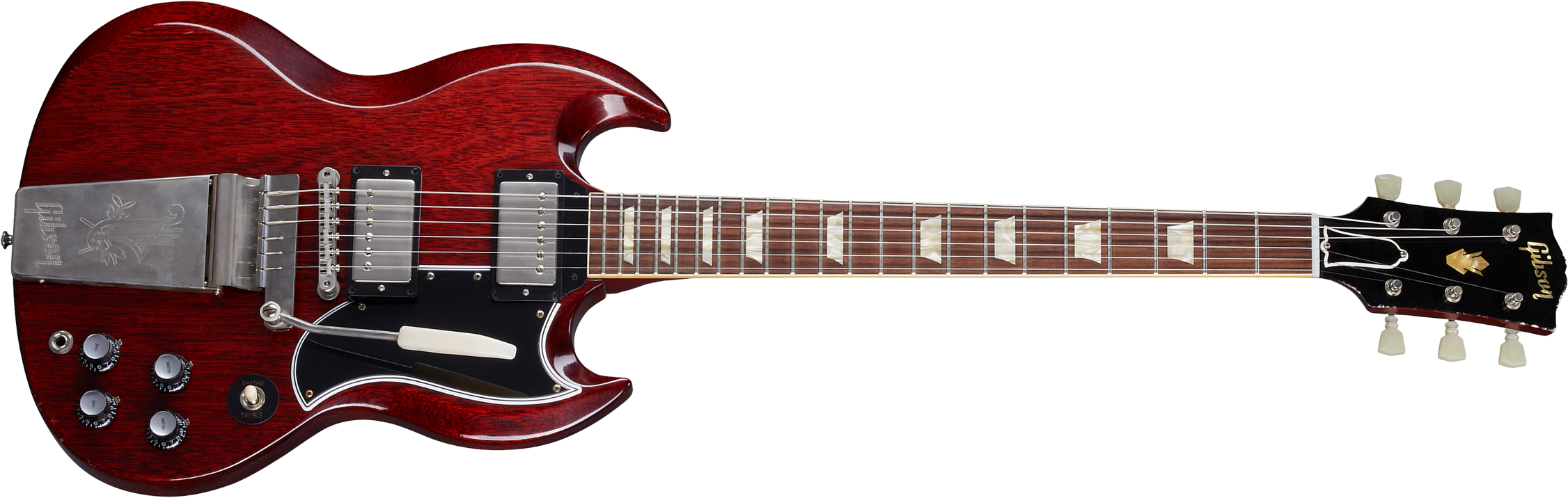 Gibson Custom Shop Murphy Lab Sg Standard 1964 Maestro Reissue Trem 2h Trem Rw - Ultra Light Aged Cherry Red - Double cut electric guitar - Main pictu