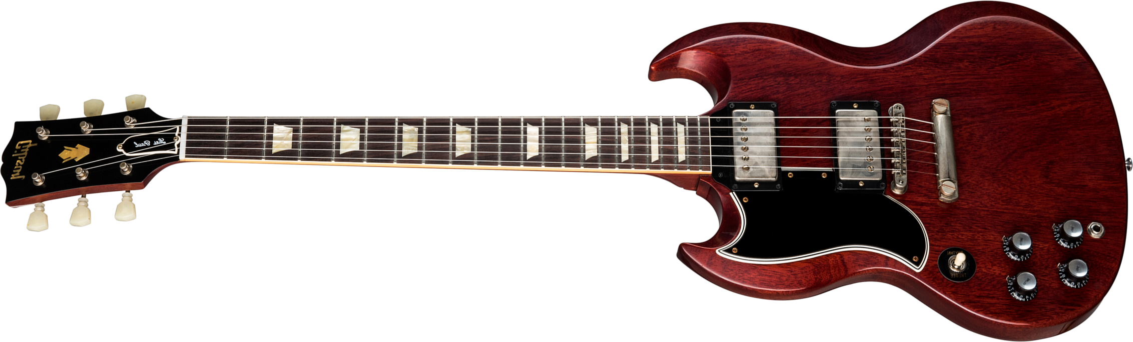 Gibson Custom Shop Sg Standard 1961 Stop Bar Reissue Lh Gaucher 2h Ht Rw - Vos Cherry Red - Double cut electric guitar - Main picture