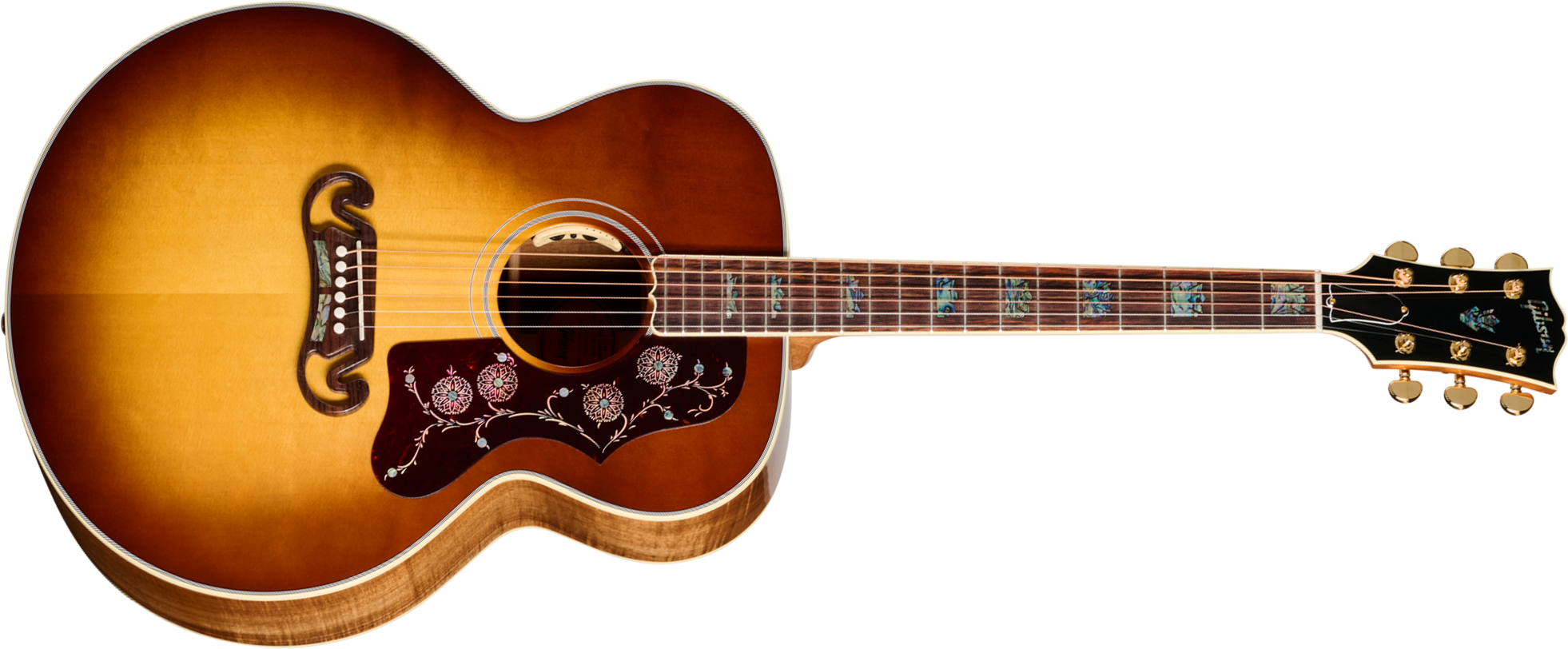 Gibson Custom Shop Sj200 Elegant Koa Artisan Jumbo Epicea Koa Rw - Honey Burst - Folk guitar - Main picture