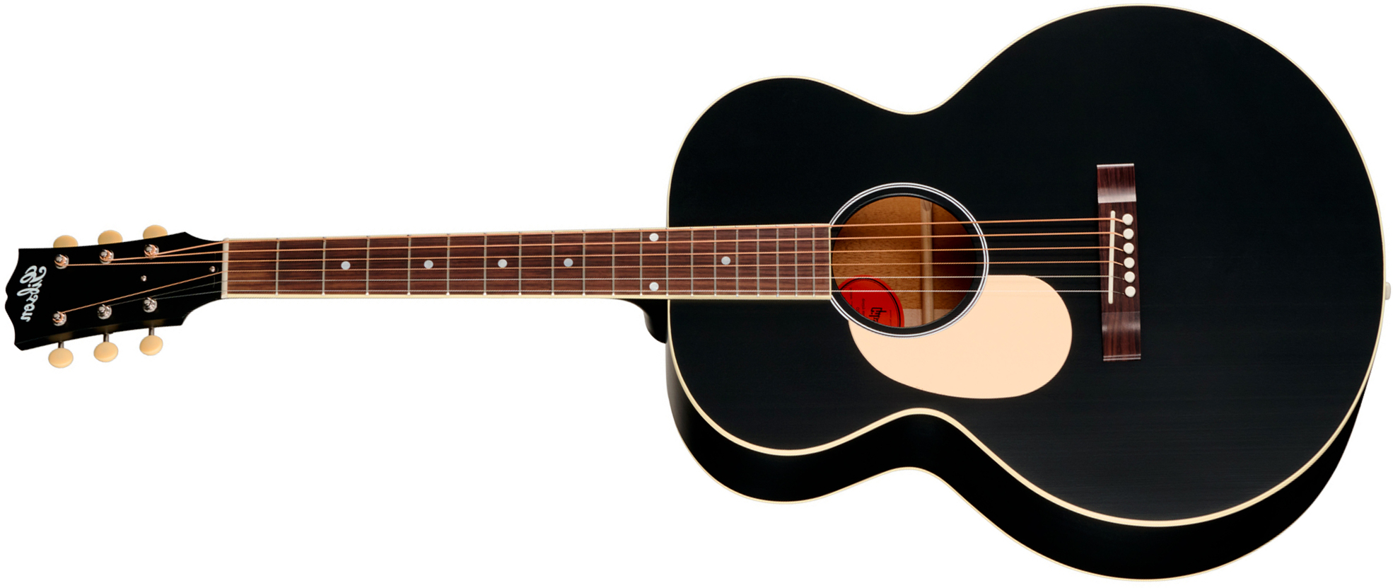 Gibson J185 Century 12-fret Lh Jumbo Shsc Gaucher Epicea Acajou Rw - Ebony Satin - Folk guitar - Main picture
