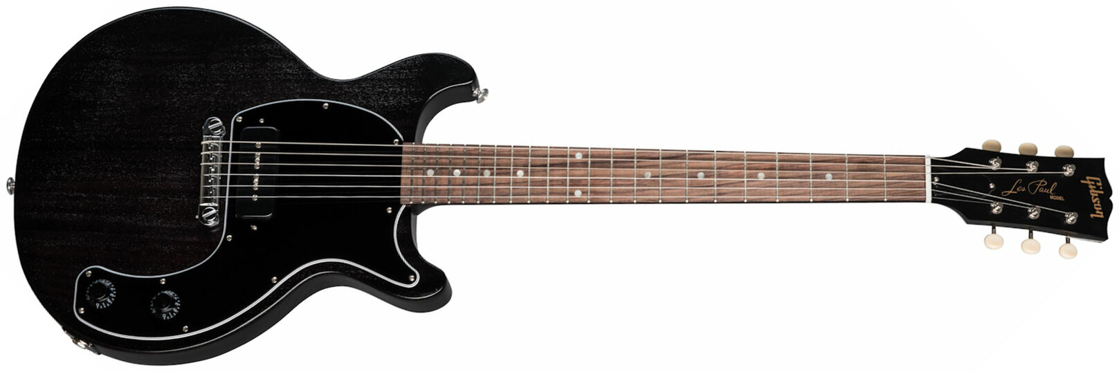 Gibson Les Paul Junior Tribute Dc Modern P90 - Worn Ebony - Double cut electric guitar - Main picture