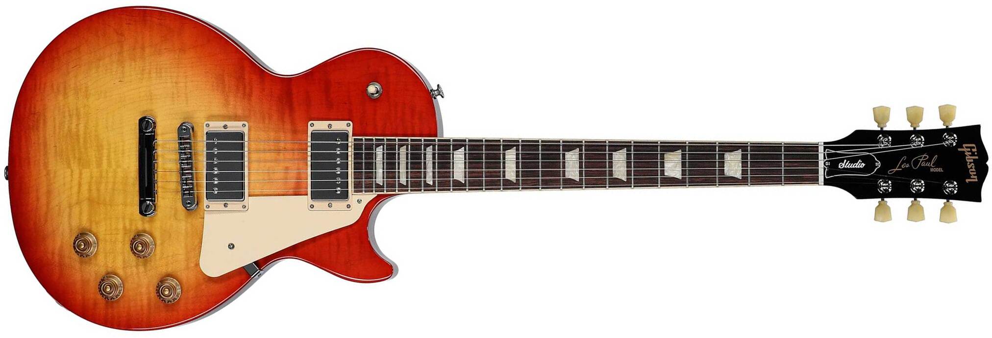 Gibson Les Paul Studio Figured 2h Burstbucker Pro Ht Rw - Washed Cherry Sunburst - Single cut electric guitar - Main picture