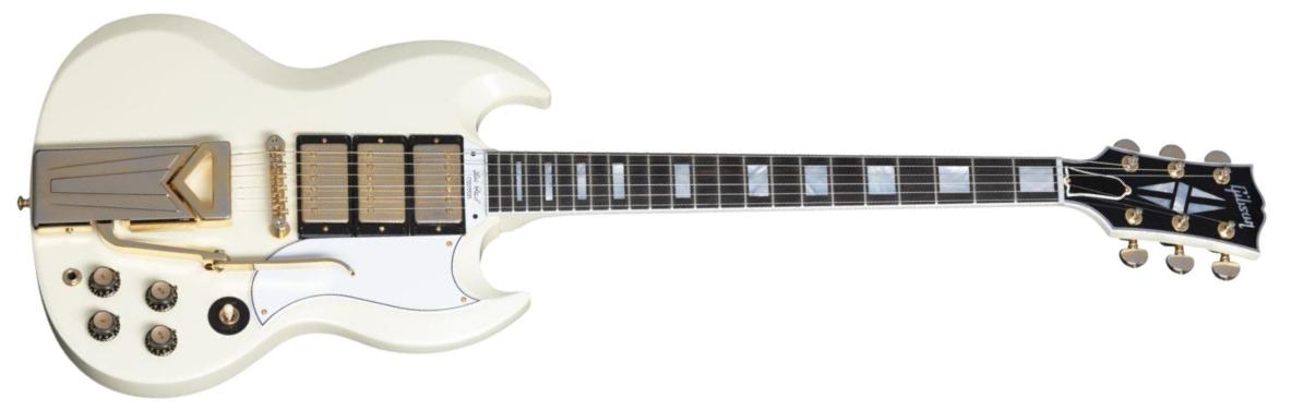 Gibson Sg Les Paul Custom 1961 60th Anniversary 3h Trem Eb - Vos Aged Polaris White - Double cut electric guitar - Main picture