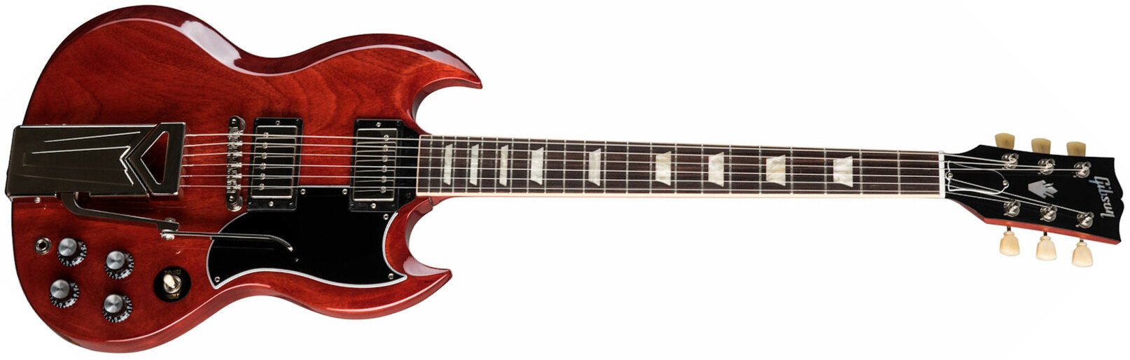 Gibson Sg Standard '61 Sideways Vibrola Original 2h Ht Rw - Vintage Cherry - Retro rock electric guitar - Main picture