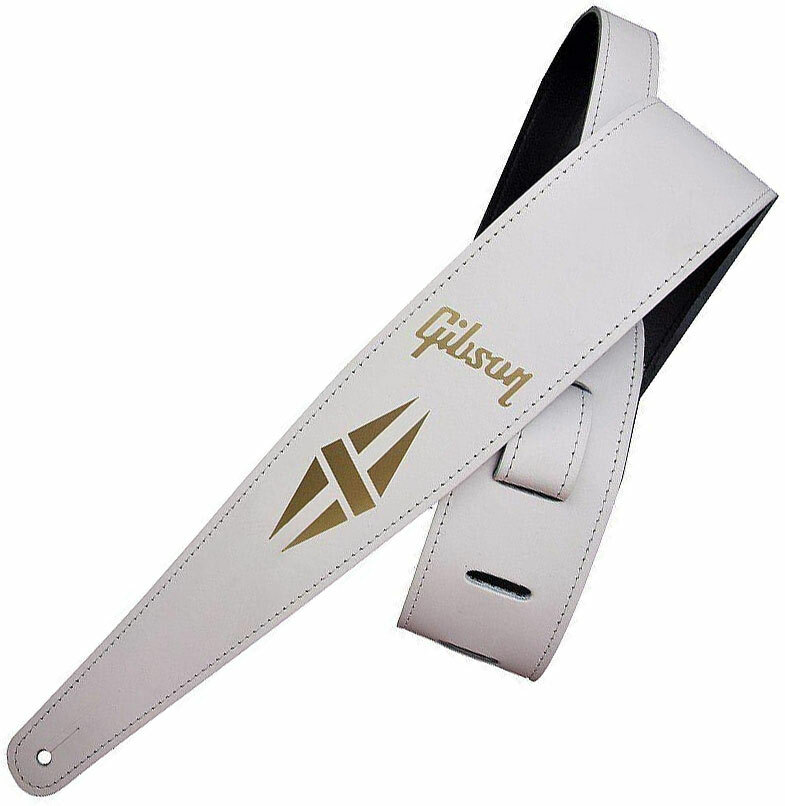 Gibson The Split-diamond Guitar Strap Cuir 2.5inc White - Guitar strap - Main picture