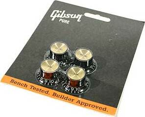 Gibson Top Hat Knobs With Inserts 4-pack Black Gold - Control Knob - Main picture