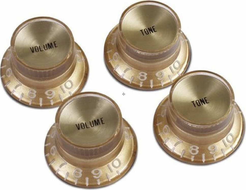 Gibson Top Hat Knobs With Inserts 4-pack Gold Gold - Control Knob - Main picture