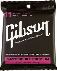 Acoustic guitar strings Gibson Masterbuilt 80/20 Brass Acoustic SAG-BRS11 11-52 - Set of strings