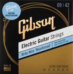 Electric guitar strings Gibson SEG-BWR9 Electric Guitar 6-String Set Brite Wire Reinforced NPS 9-42 - Set of strings