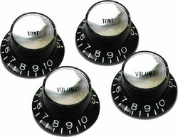Control knob Gibson Top Hat Knobs With Inserts 4-Pack - Black w/ Silver Inserts