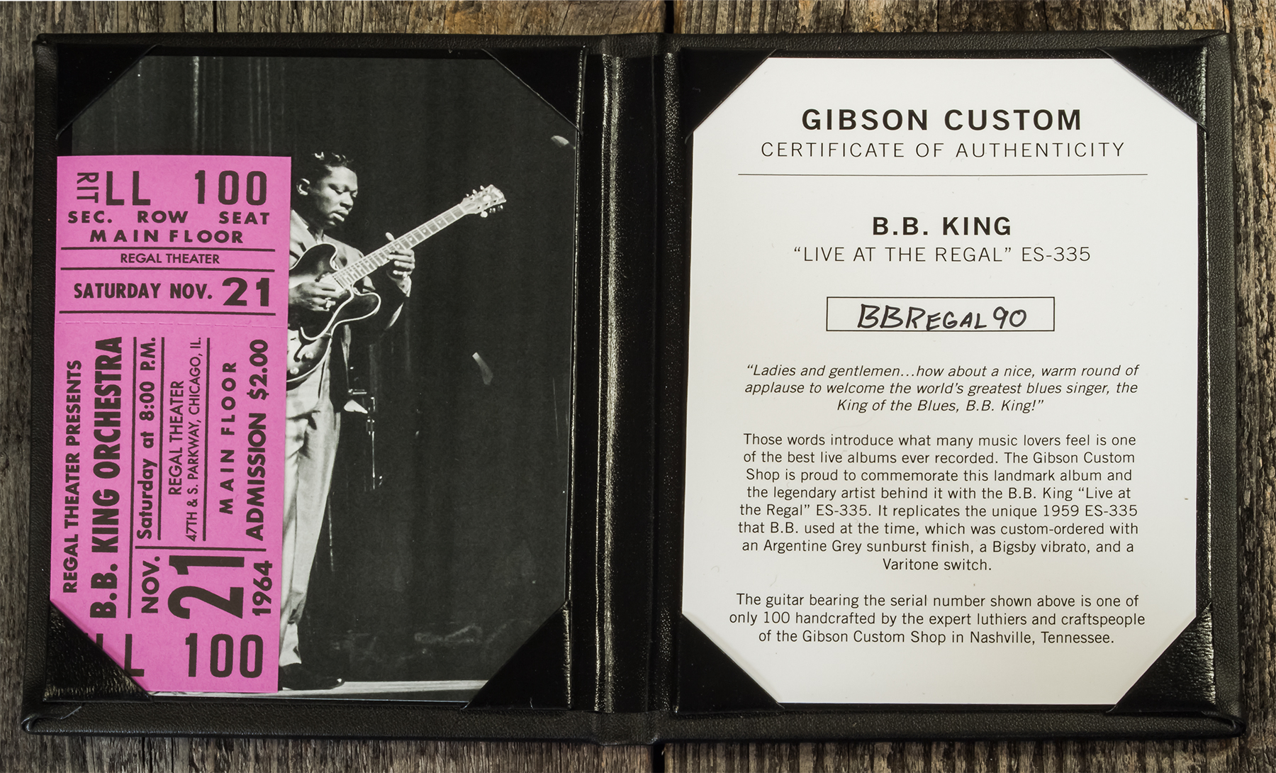 Gibson Custom Shop Bb King Es-335 Live At The Regal 2h Trem Bigsby Rw #bbregal90 - Murphy Lab Aged Argentine Grey - Signature electric guitar - Variat