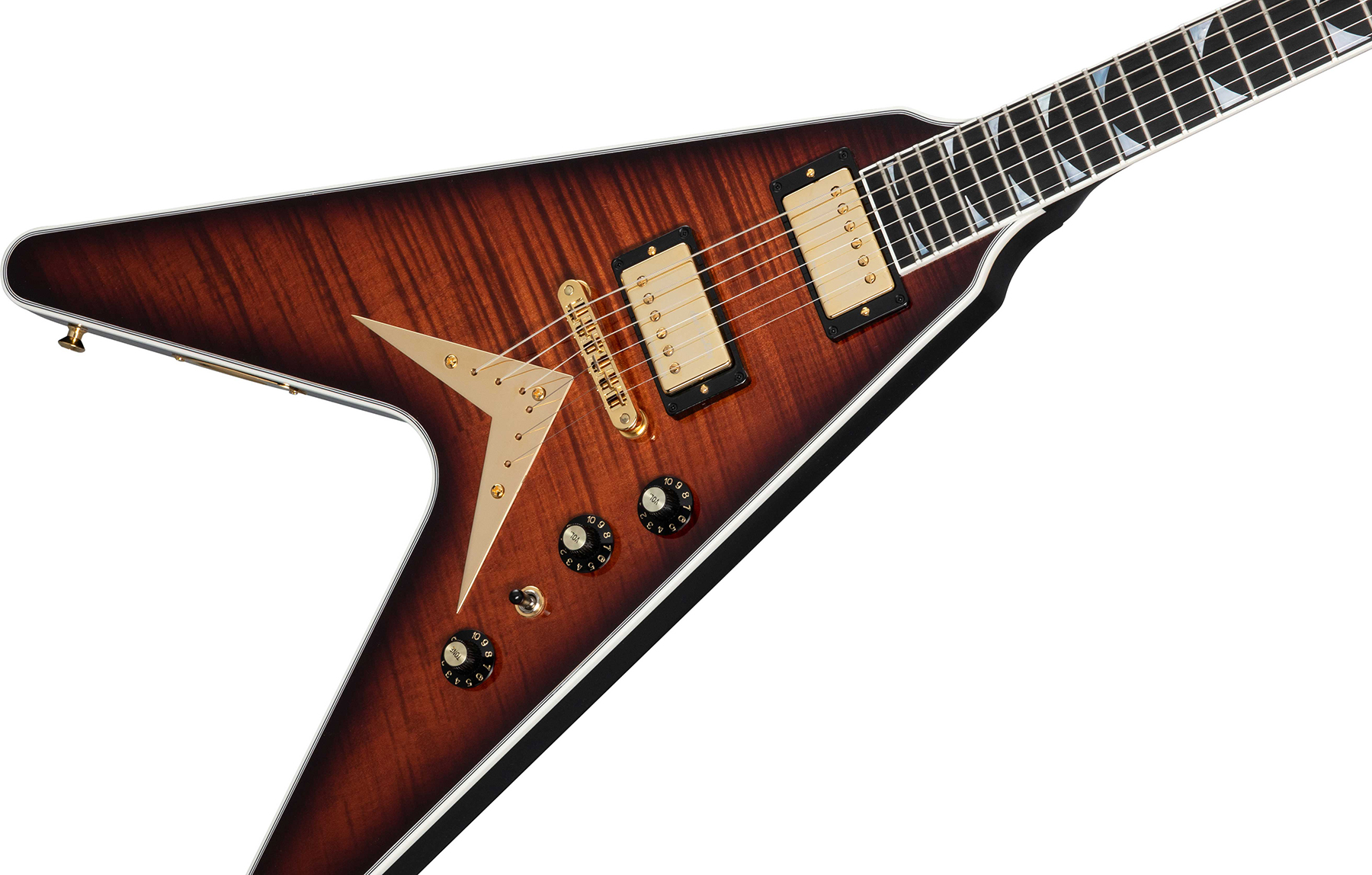 Gibson Custom Shop Dave Mustaine Flying V Exp Ltd Signature 2h Ht Eb - Red Amber Burst - Metal electric guitar - Variation 3