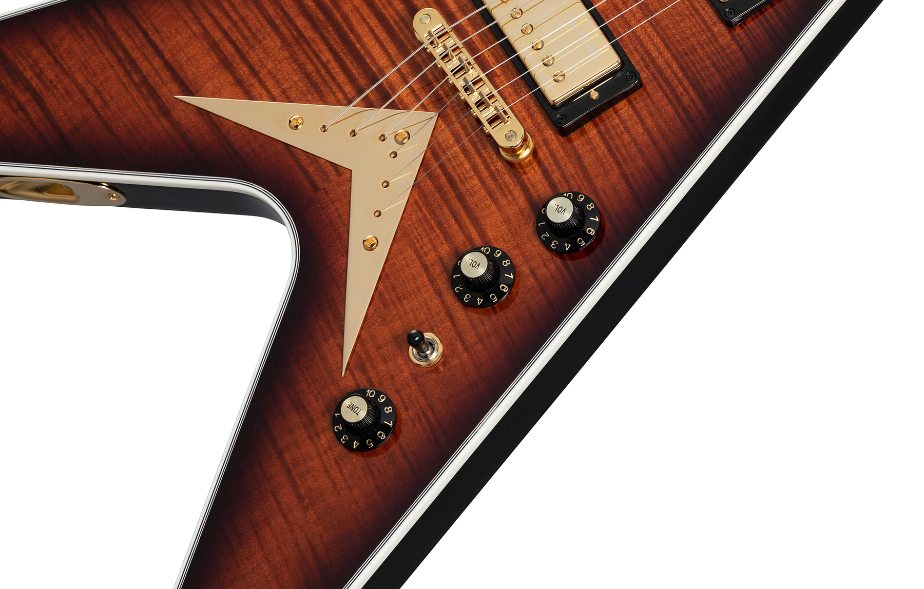 Gibson Custom Shop Dave Mustaine Flying V Exp Ltd Signature 2h Ht Eb - Red Amber Burst - Metal electric guitar - Variation 4