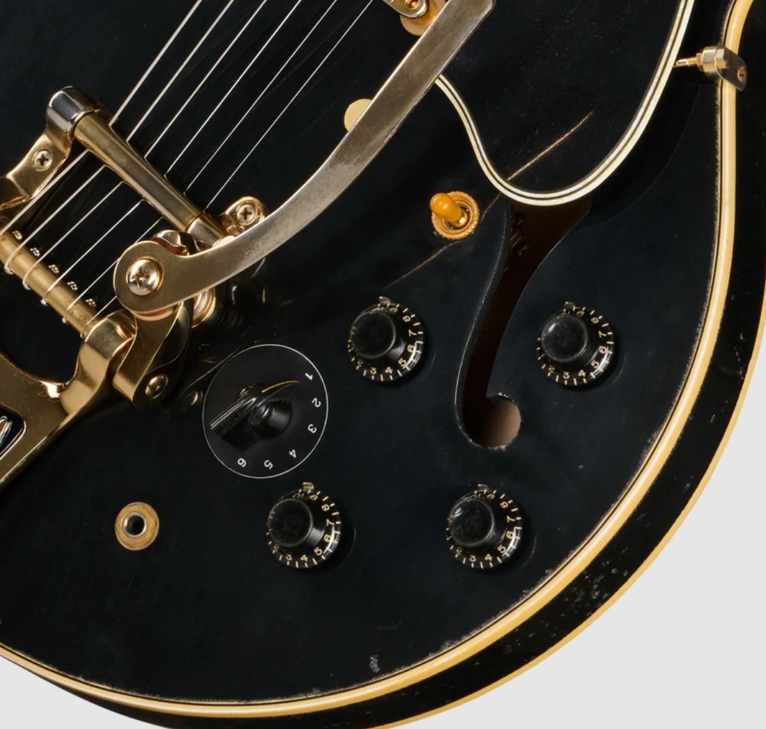 Gibson Custom Shop Es345 Reissue 1959 Bigsby 2h Trem Eb - Murphy Lab Heavy Aged Ebony - Semi-hollow electric guitar - Variation 3