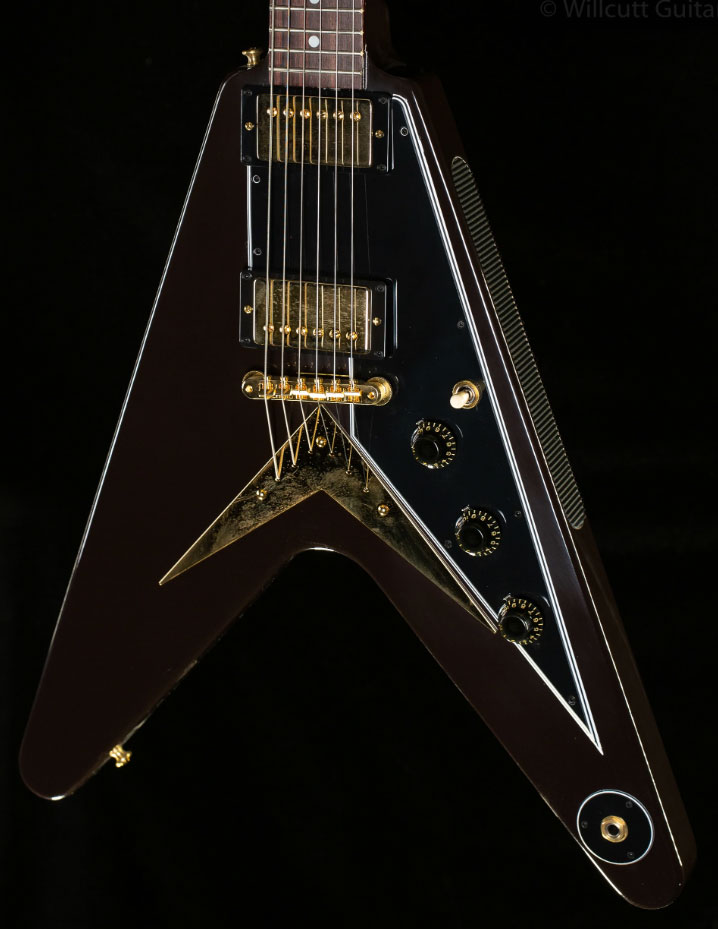 Gibson Custom Shop Flying V 1958 Mahogany Reissue 2h Ht Rw - Vos Oxblood - Retro rock electric guitar - Variation 2