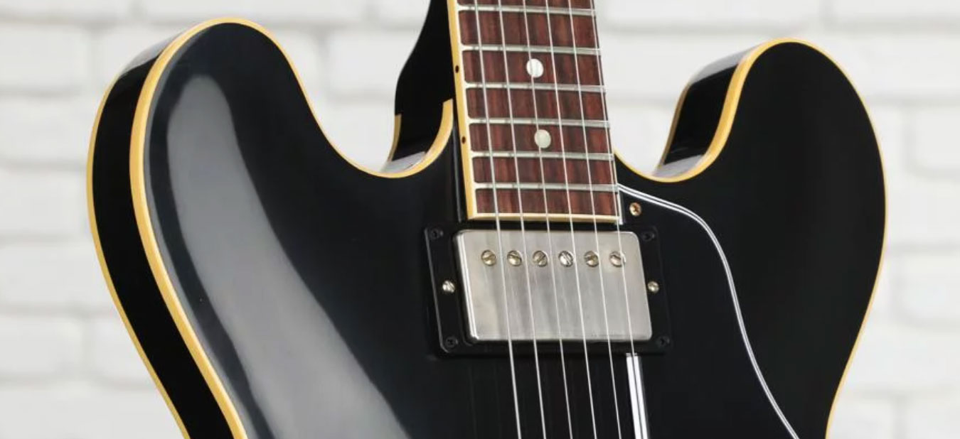 Gibson Custom Shop Historic Es-335 1961 Reissue 2h Ht Rw - Vos Ebony - Semi-hollow electric guitar - Variation 1