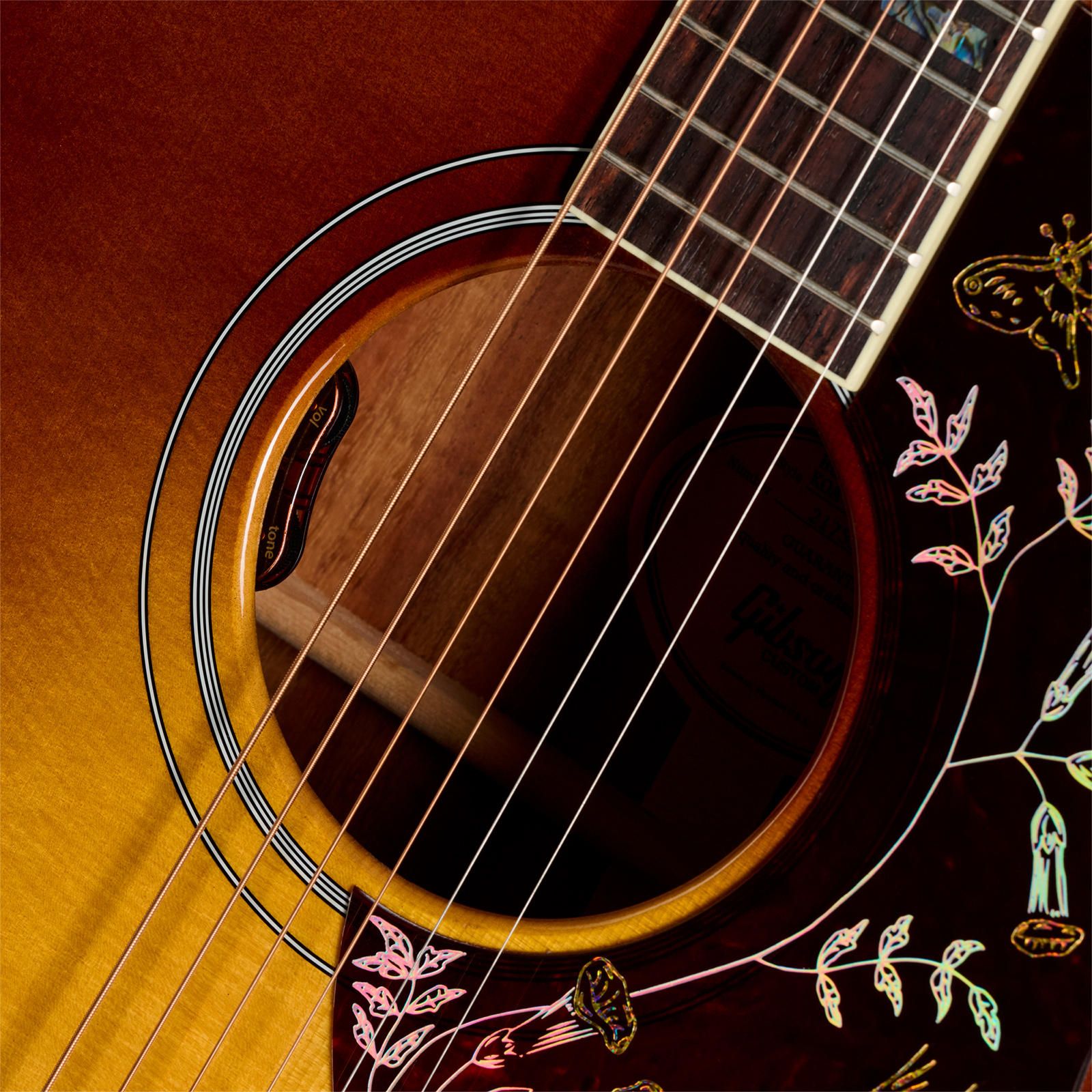 Gibson Custom Shop Hummingbird Elegant Koa Artisan Dreadnought Epicea Koa Rw - Honey Burst - Folk guitar - Variation 3