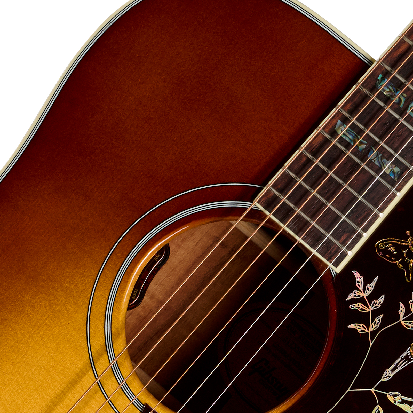 Gibson Custom Shop Hummingbird Elegant Koa Artisan Dreadnought Epicea Koa Rw - Honey Burst - Folk guitar - Variation 4