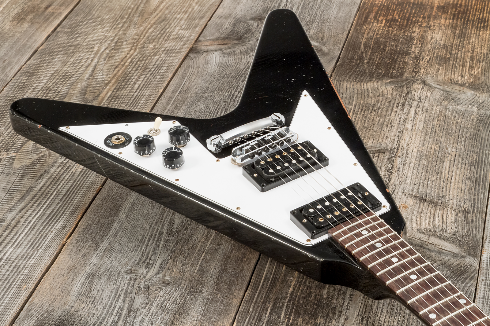 Gibson Custom Shop Kirk Hammett Flying V 1979 2h Ht Rw - Murphy Lab Aged Ebony - Metal electric guitar - Variation 4