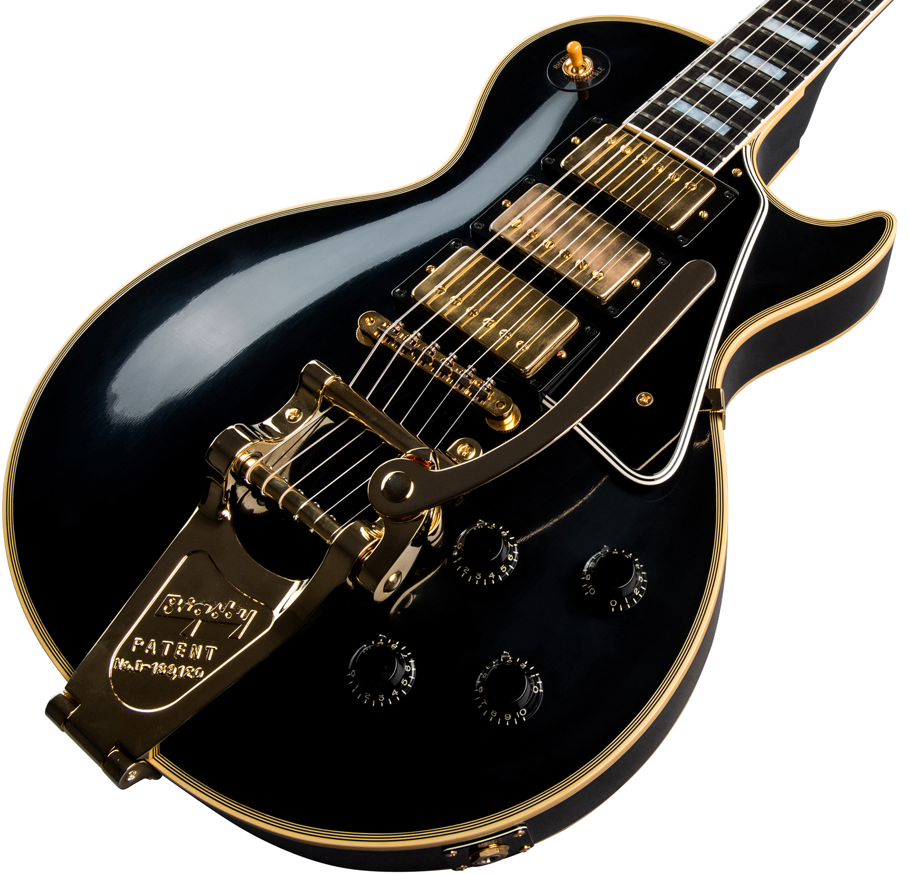 Gibson Custom Shop Les Paul Custom 1957 Reissue 3-pickup Bigsby 2019 3h Trem Eb - Vos Ebony - Single cut electric guitar - Variation 2