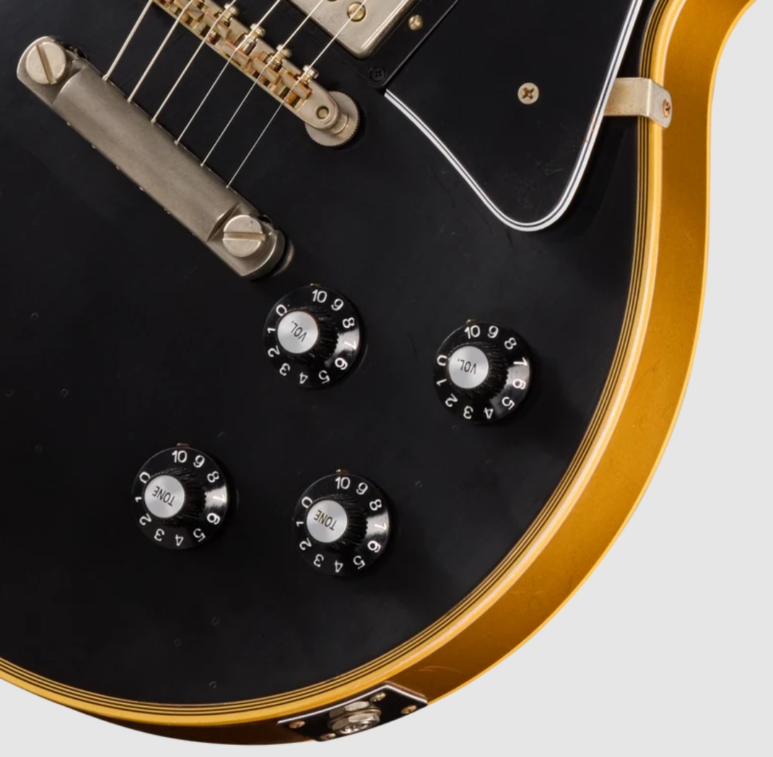 Gibson Custom Shop Les Paul Custom 1968 Le Ltd 2h Ht Eb - Vos Ebony Top / Antique Gold Back - Single cut electric guitar - Variation 3
