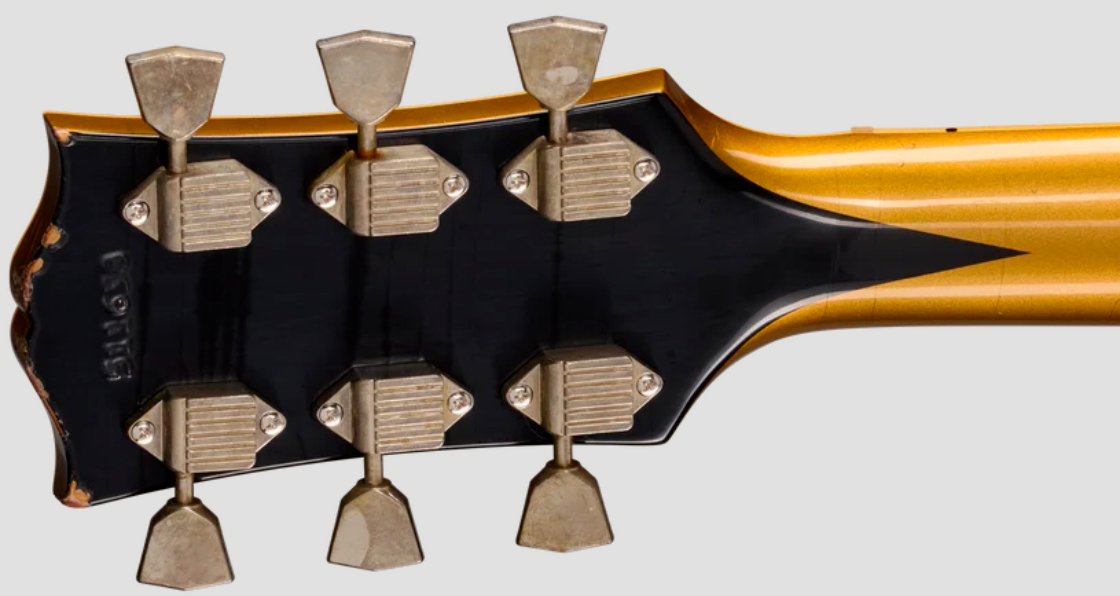 Gibson Custom Shop Les Paul Custom 1968 Le Ltd 2h Ht Eb - Vos Ebony Top / Antique Gold Back - Single cut electric guitar - Variation 7