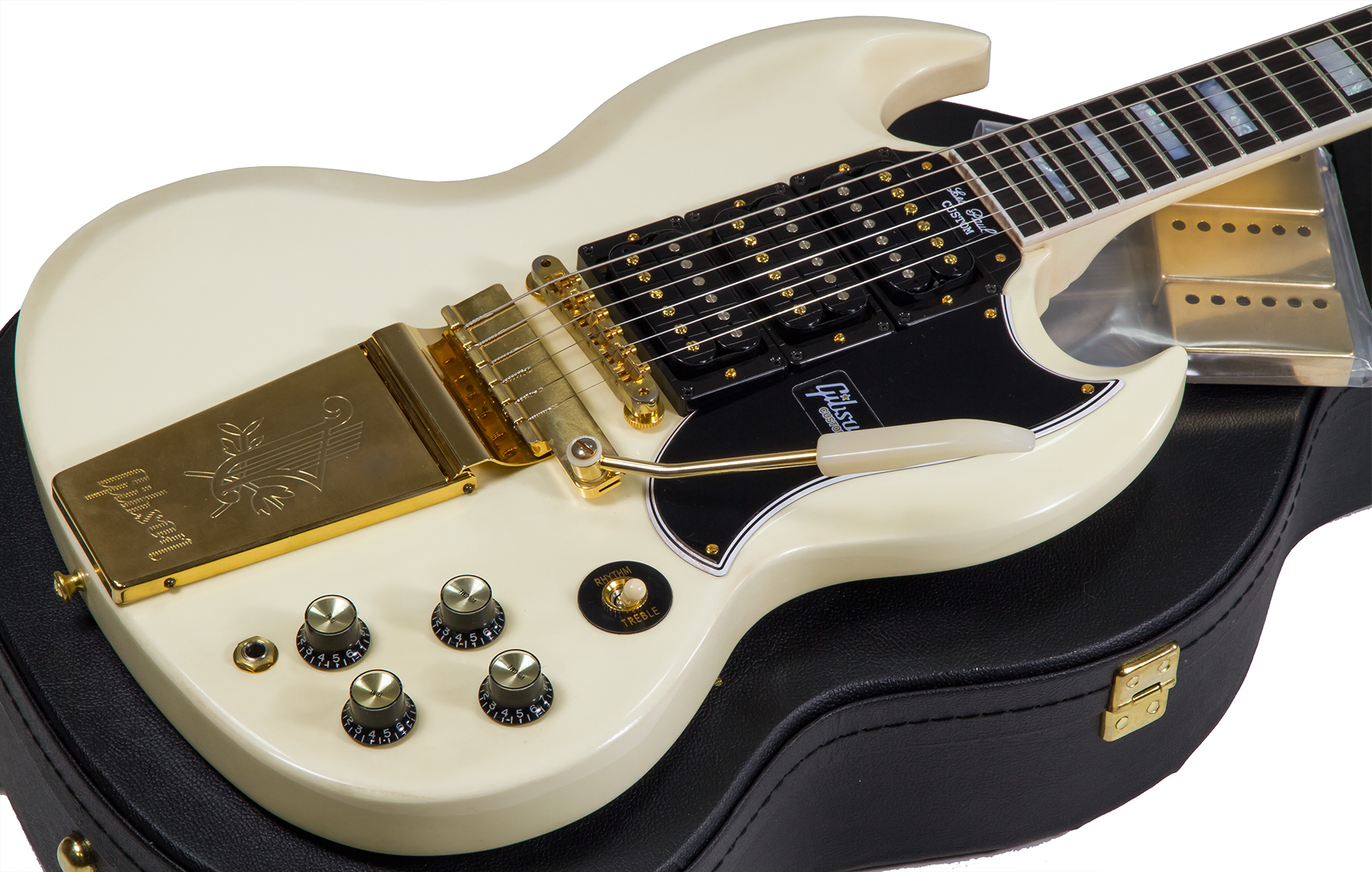 Gibson Custom Shop Les Paul Sg Custom 1963 Reissue 2019 Maestro Vibrola 3h Trem Eb - Vos Classic White - Double cut electric guitar - Variation 1