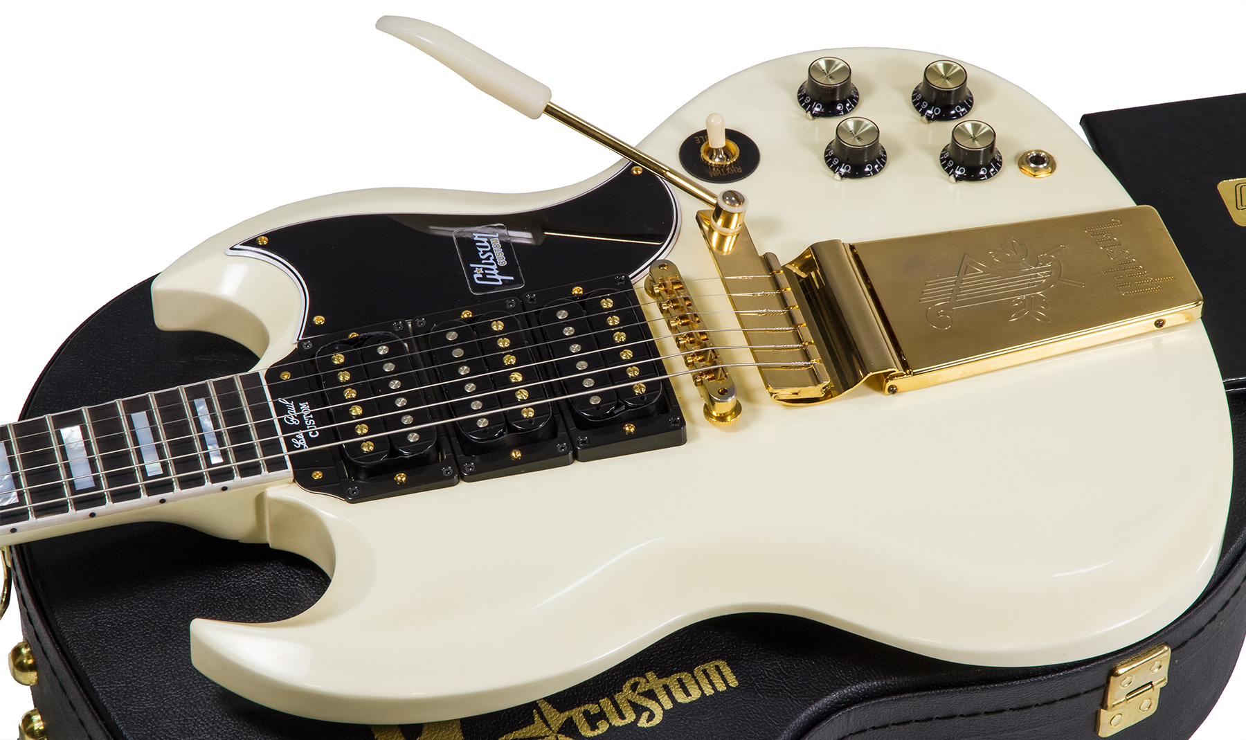 Gibson Custom Shop Les Paul Sg Custom 1963 Reissue 2019 Maestro Vibrola 3h Trem Eb - Vos Classic White - Double cut electric guitar - Variation 2