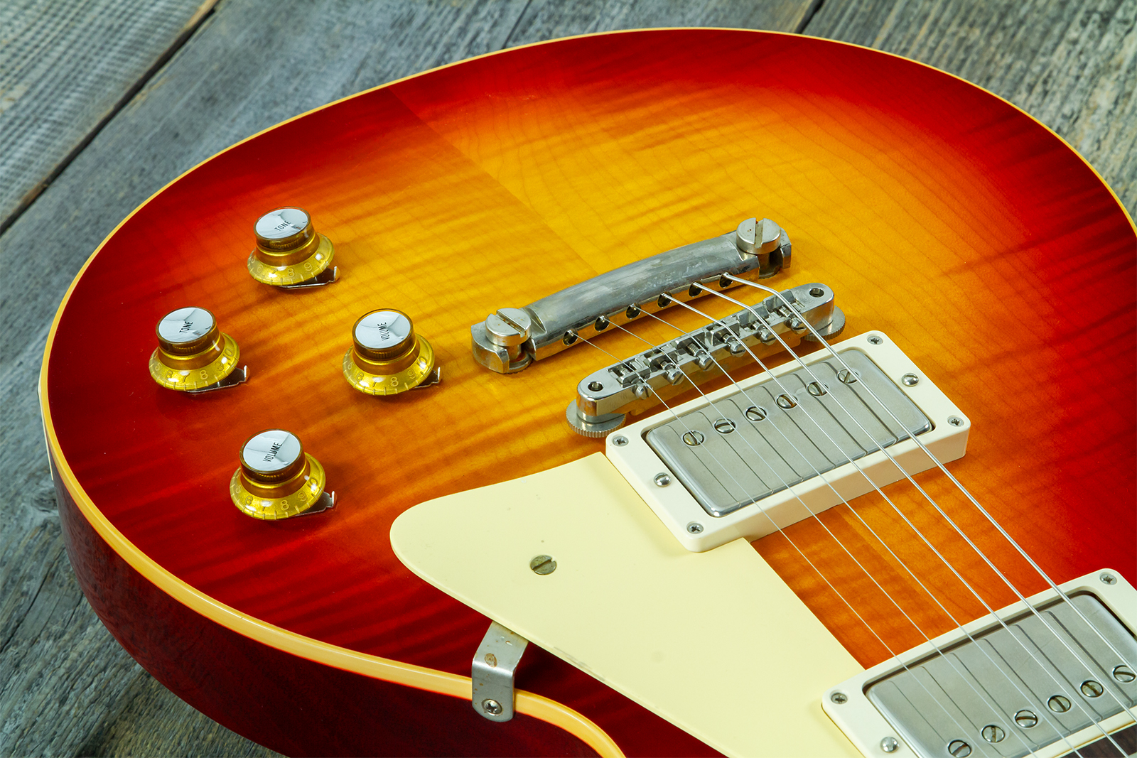 Gibson Custom Shop Les Paul Standard 1960 Reissue 2h Ht Rw #04714 - Vos Washed Cherry Sunburst - Single cut electric guitar - Variation 6