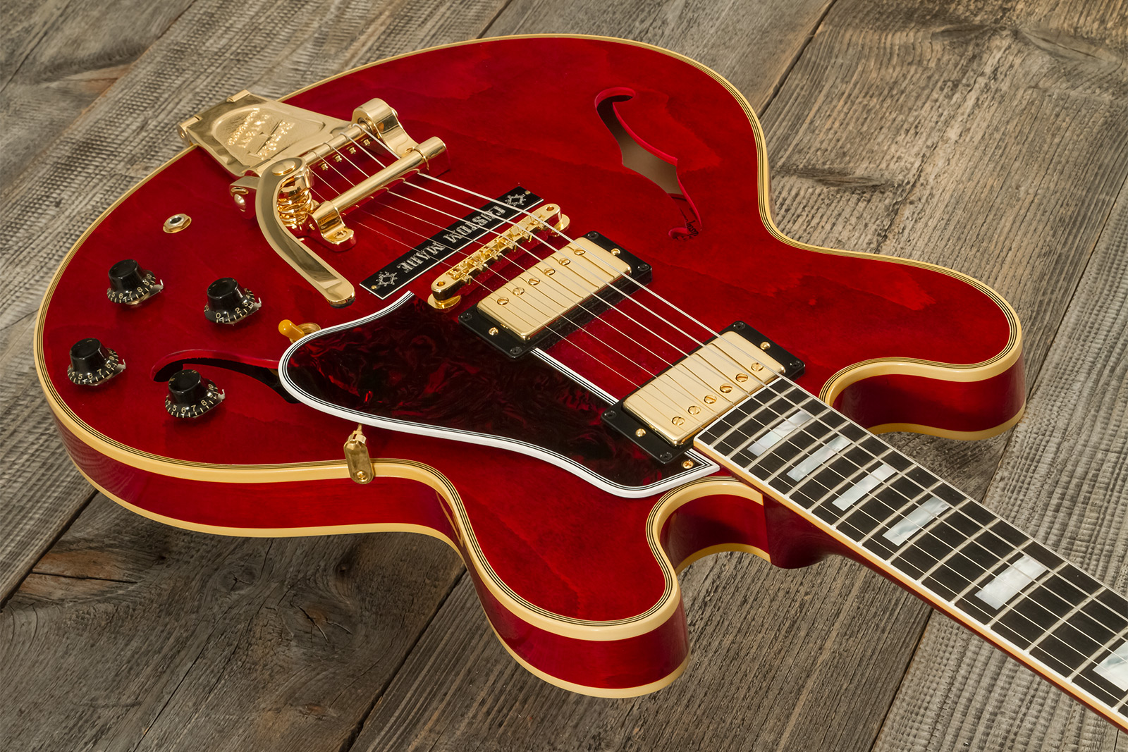 Gibson Custom Shop M2m Es355 1959 Bigsby Custom Made Plate 2h Trem Eb #a950134 - Vos 60s Cherry - Semi-hollow electric guitar - Variation 2
