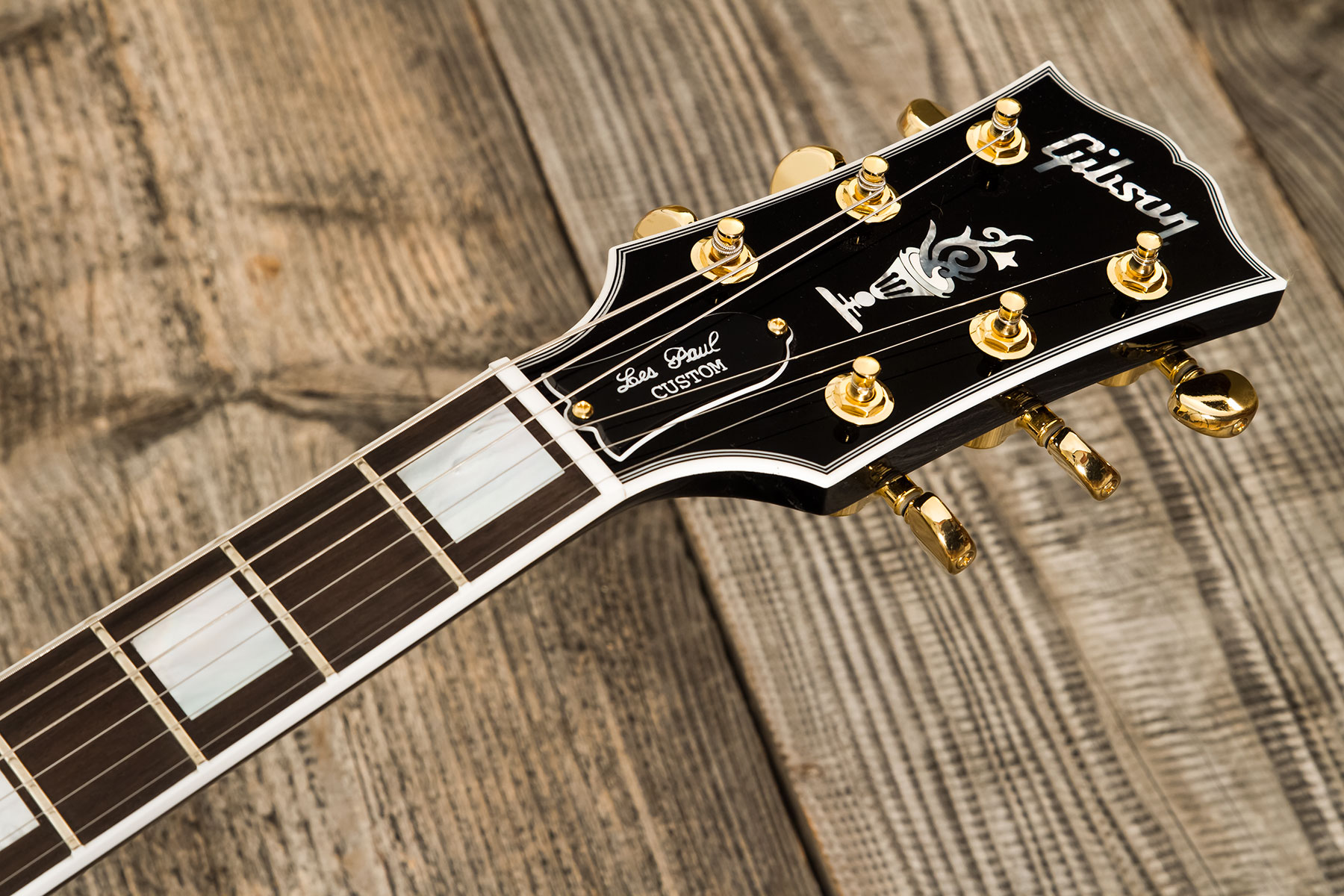 Gibson Custom Shop M2m Les Paul Custom Flowerpot Headstock 2h Ht Eb #cs403529 - Ebony Gloss - Single cut electric guitar - Variation 14