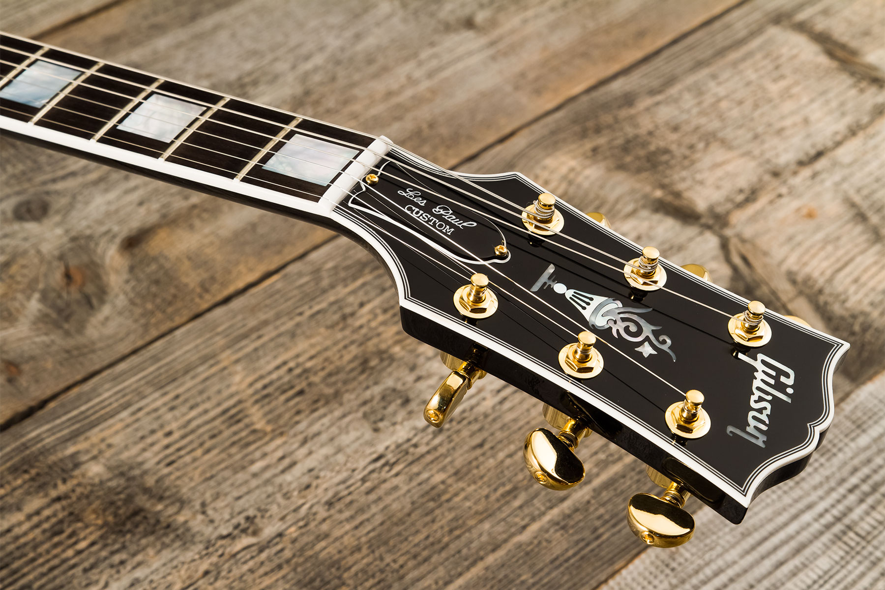 Gibson Custom Shop M2m Les Paul Custom Flowerpot Headstock 2h Trem Bigsby Eb #cs402776 - Ebony - Single cut electric guitar - Variation 6