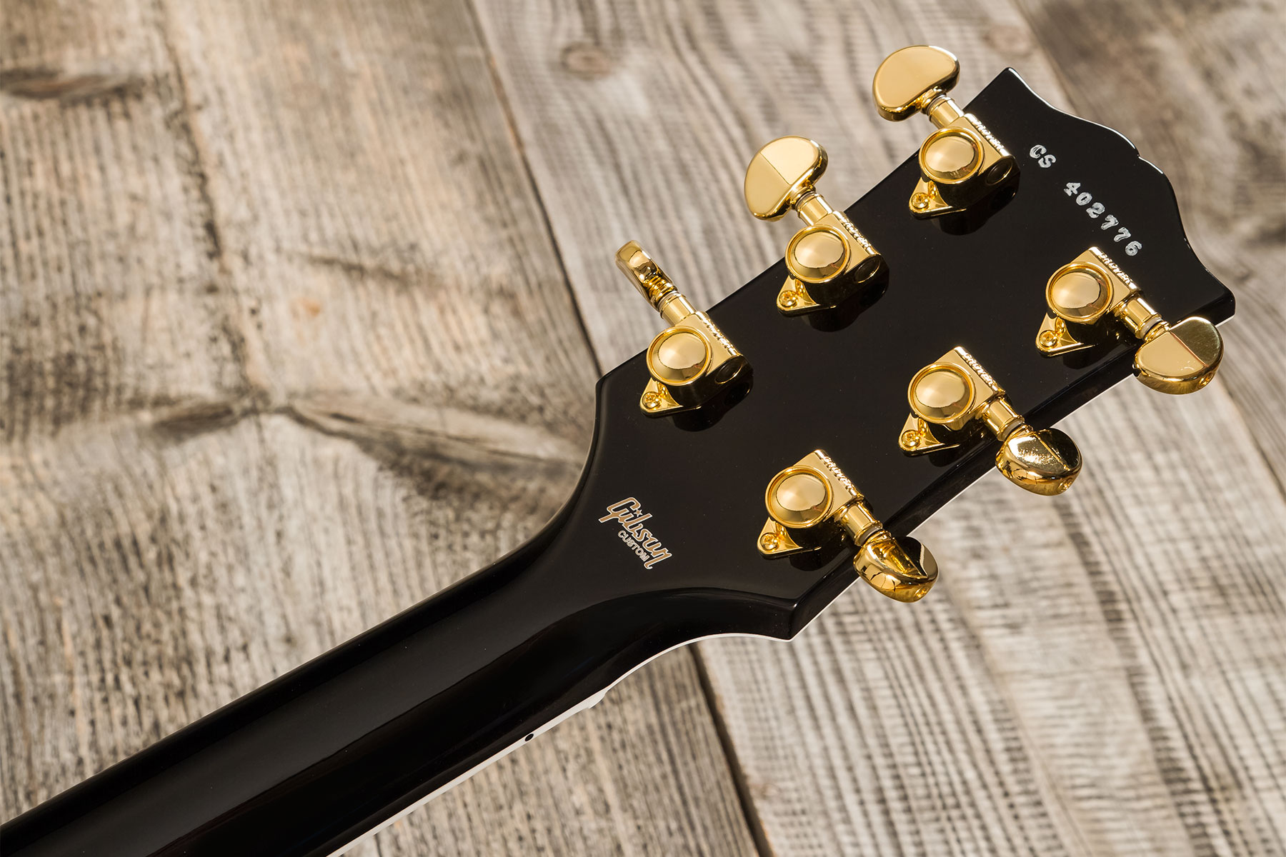 Gibson Custom Shop M2m Les Paul Custom Flowerpot Headstock 2h Trem Bigsby Eb #cs402776 - Ebony - Single cut electric guitar - Variation 7