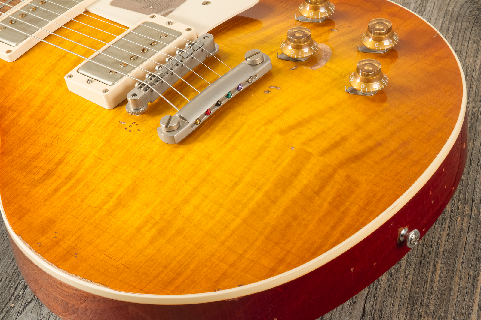 Gibson Custom Shop M2m Les Paul Standard 1959 2h Ht Rw #r961618 - Aged Sunrise Teaburst - Single cut electric guitar - Variation 9