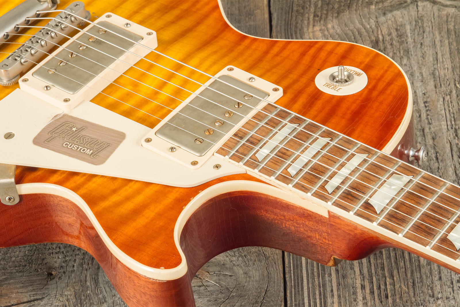 Gibson Custom Shop M2m Les Paul Standard 1959 2h Ht Rw #r961618 - Aged Sunrise Teaburst - Single cut electric guitar - Variation 10
