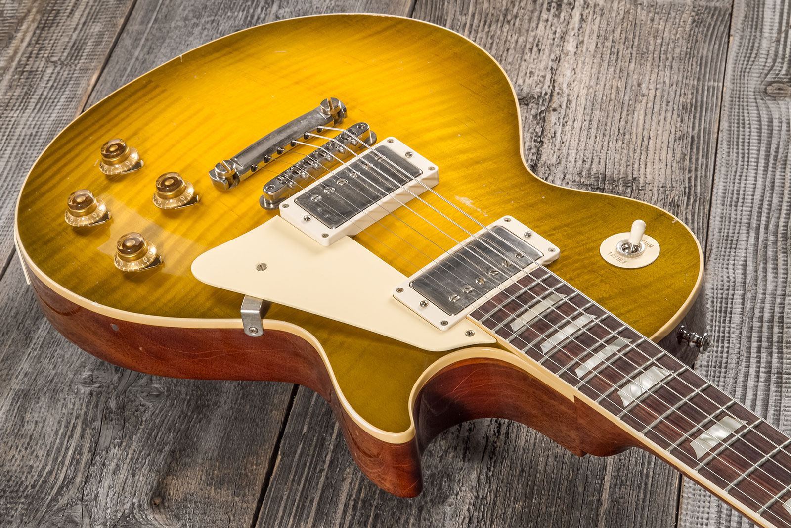 Gibson Custom Shop M2m Les Paul Standard 1959 Reissue 2h Ht Rw #932149 - Murphy Lab Light Aged Green Lemon Burst - Single cut electric guitar - Variat